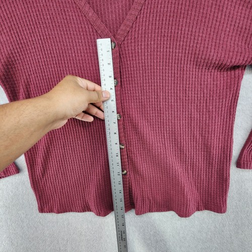 FOREVER 21 Sweater Women's Size M Purple Solid V-Neck Long Sleeves Button - Picture 7 of 12
