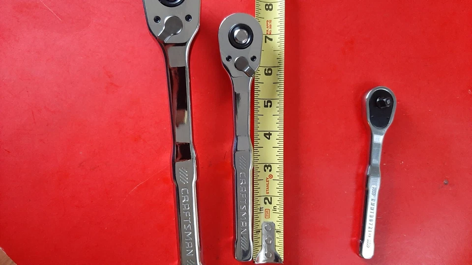 NEW CRAFTSMAN 3 Piece FULL POLISH Thin Low Profile 72T Ratchet Set 1/4 3/8" 1/2" - Image 3 of 4