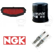 Kawasaki KLE 650 FGF 2016 Service Kit Hiflo Air/Oil Filter + NGK Spark Plugs (2)