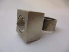 Vintage Hans Hansen Sterling Silver Ring Rock Crystal Large Cube Denmark MCM