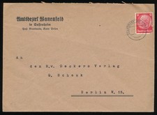 720402) DR Blg. Amtsbezirk Wanenfeld in Sassenheim mit poln. K2 Stpl. Wartheland