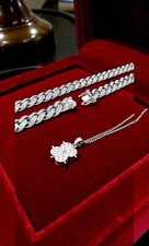 Iced Out CZ Cactus Jack Style Cross Pendant 12mm Cuban Chain 16-20in