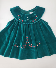 Vintage Green Velvet Long Sleeve Dress, Baby Girl, 3-6 months