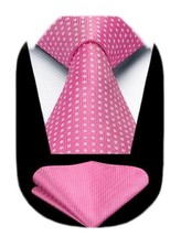 Polka Dot Ties for Men Classic Silk 8.5cm / 3.4 inches in Width B-pink  White