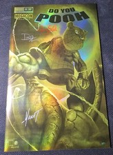Do You Pooh Spider-Man 50 Homage AP1 Gold Foil Trade After Dell'Otto Signed 3x comic cover