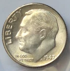 1947 ROOSEVELT DIME 90% Silver GEM BU