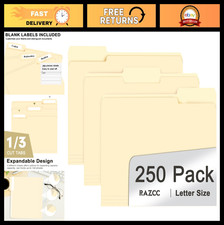 250 Pack 1/3 Cut Tab File Folders - Letter Si...