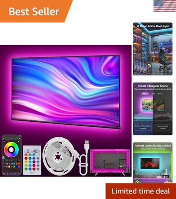 Color Changing USB LED Strip Lights for TVs - 13.2ft Music Sync Ambiance