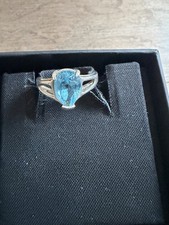 Vintage Sterling Silver And Blue Topaz Ring Size 5.75