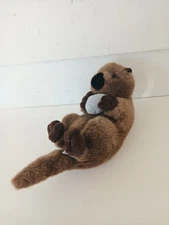 Vintage Aurora A&A Plush RIVER OTTER Brown 12in Plush Holding Seashell