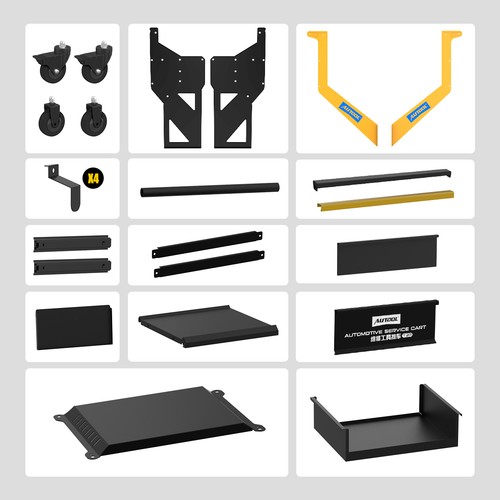 Automotive Parts Cart Body Shop Tools Storage Trolley Rack Rolling Tool Cart US - 第 13/18 張圖片