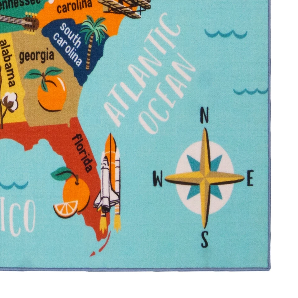 Alfombra grande de Estados Unidos mapa multi fácil cuidado antideslizante educativa para niños 6x9 Foto 3 de 4