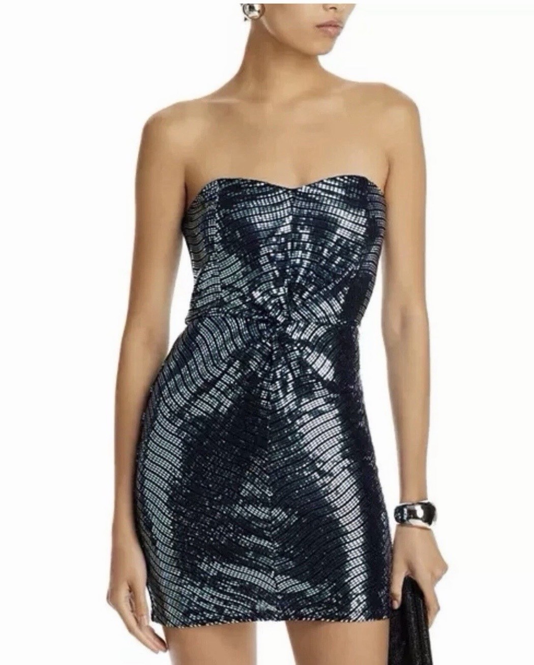 Ramy Brook  Sequined Strapless Minidress Disco Knit Dress Size 0 New 495$ thumbnail 4
