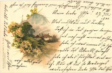 Beautiful Home with Handwritten Letters Greetings Vintage Postcard