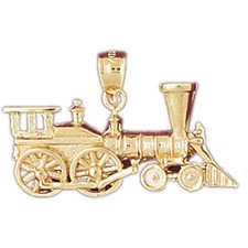 14K Gold Steam Locomotive Train Pendant