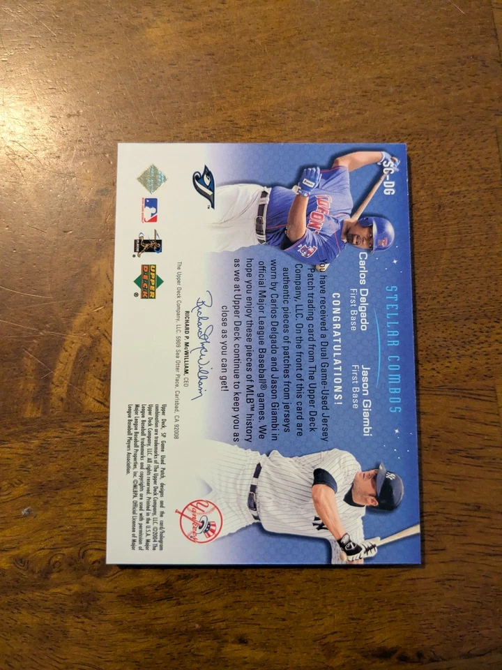 2004 SP Game Used Patch Carlos Delgado / Jason Giambi Stellar Combos Dual #/25 - Image 2 of 2