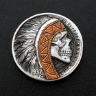 hobo nickel native American chief skull headdress hand engraved buffalo coin