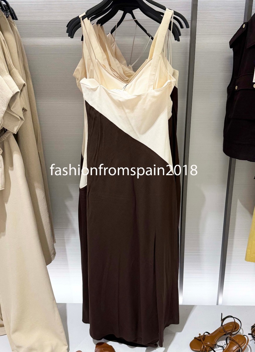 ZARA NEW WOMAN ASYMMETRIC STRAPPY COMBINATION MIDI DRESS