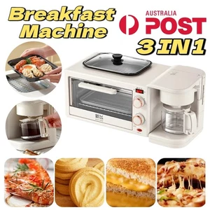 3-In-1 Breakfast Maker Station Oven Breakfast Coffee Machine Toaster Portable AU
