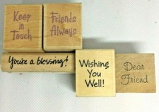 5 Rubber Stamps - Positive Sentiments, "Dear Friend", Wishinh you Well etc..Y7