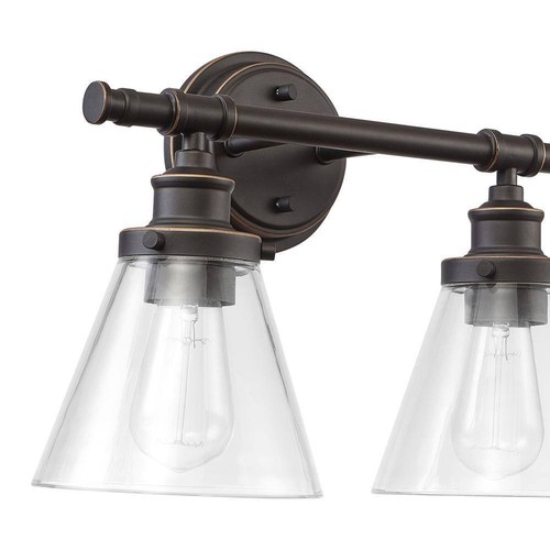 Globe Electric Parker 2-Light Oil Rubbed Bronze Vanity Light Clear Glass Shades - Picture 3 of 10