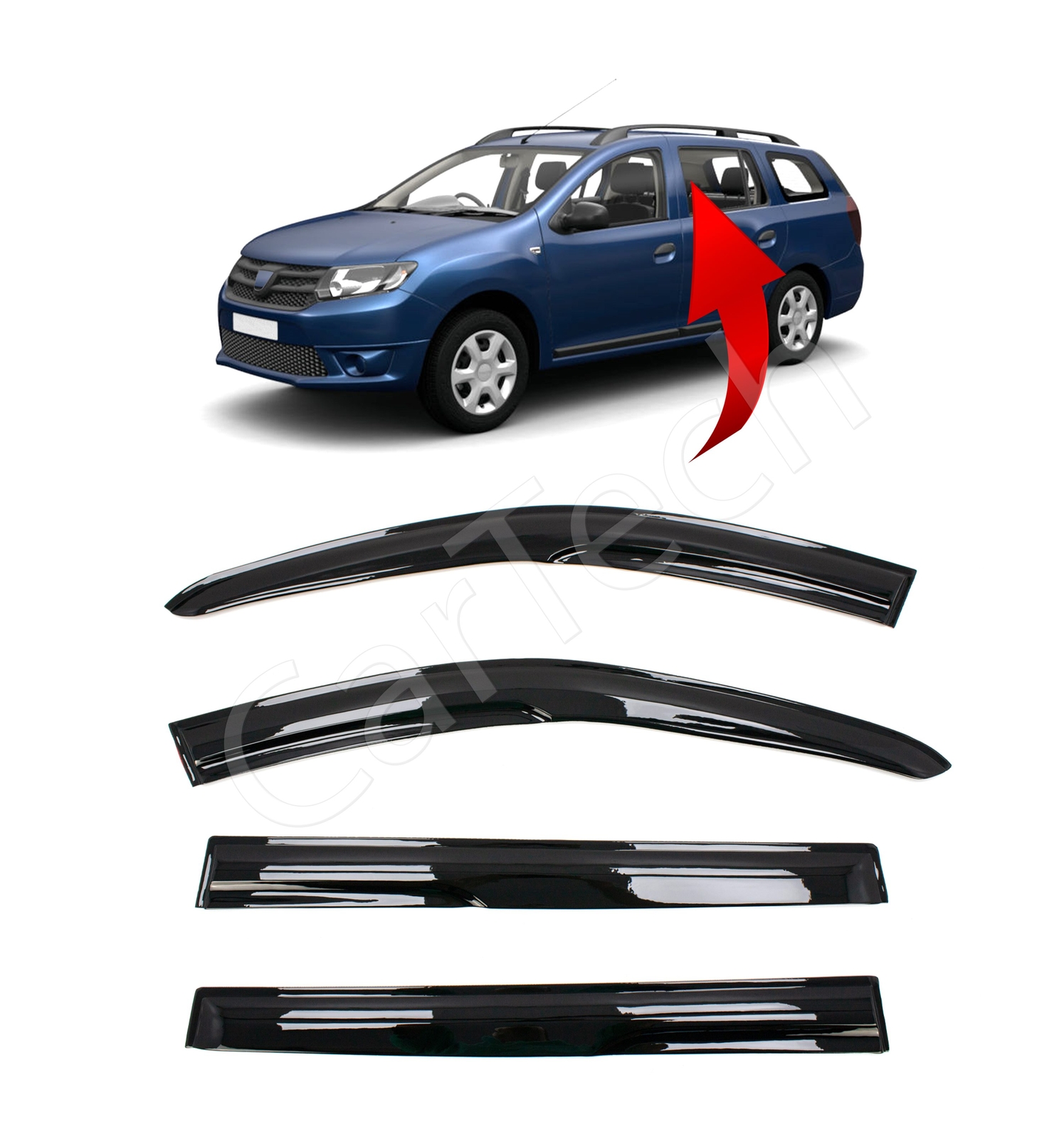 4 PCS WIND RAIN SUN SMOKE GUARD DEFLECTORS FOR DACIA LOGAN MCV MK2 2013