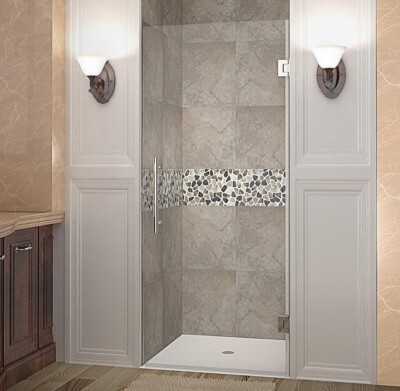 Aston Shower Door 33.75-34.25''x72''  Frameless Hinged Clear Glass Stainless Steel