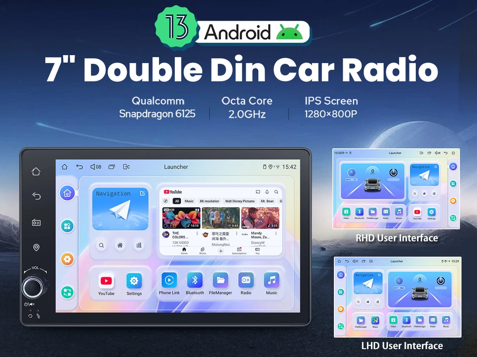 Android 13 4+64 Car Stereo Double Din 7 inch Touch Screen Support Rear View Cam - Image 3 of 4