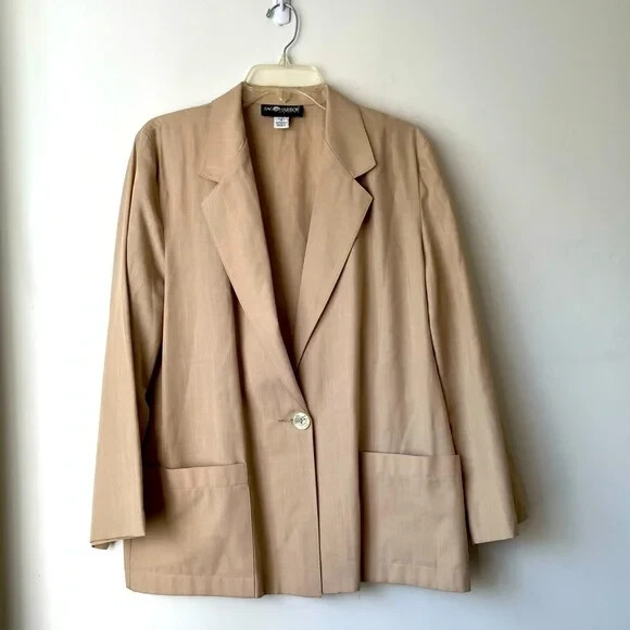 Vintage 90s Sag Harbor Petites Tan Lightweight Blazer 14P