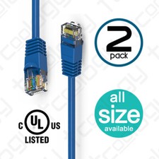 UL Listed TCoology Cat6 Patch Cord Booted Cable 24 AWG 550mhz UTP - 2 Pack Lot