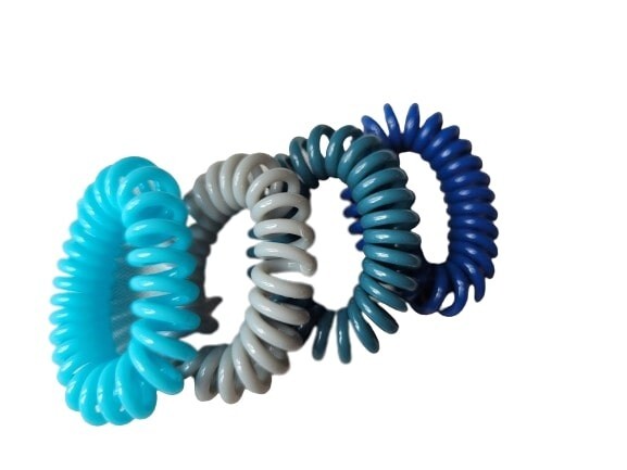 NEW Pack of 4 3cm Blue Tonal Telephone Cord Elasticated Bobbles Hair Tie Fashion