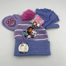 DreamWorks Gabby’s Dollhouse 3 Piece Beanie Hat And Mittens Set Netflix NEW Tags