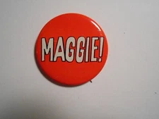 1-3/4" orange Maggie Warren Magnuson Washington U.S. Senate litho pinback button