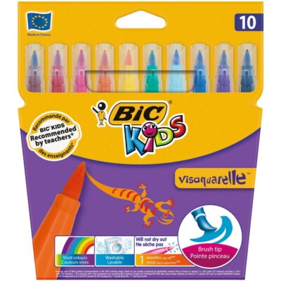 10 BIC VISAQUARELLE Brush Pens farbsortiert, Aquarell-Fasermaler
