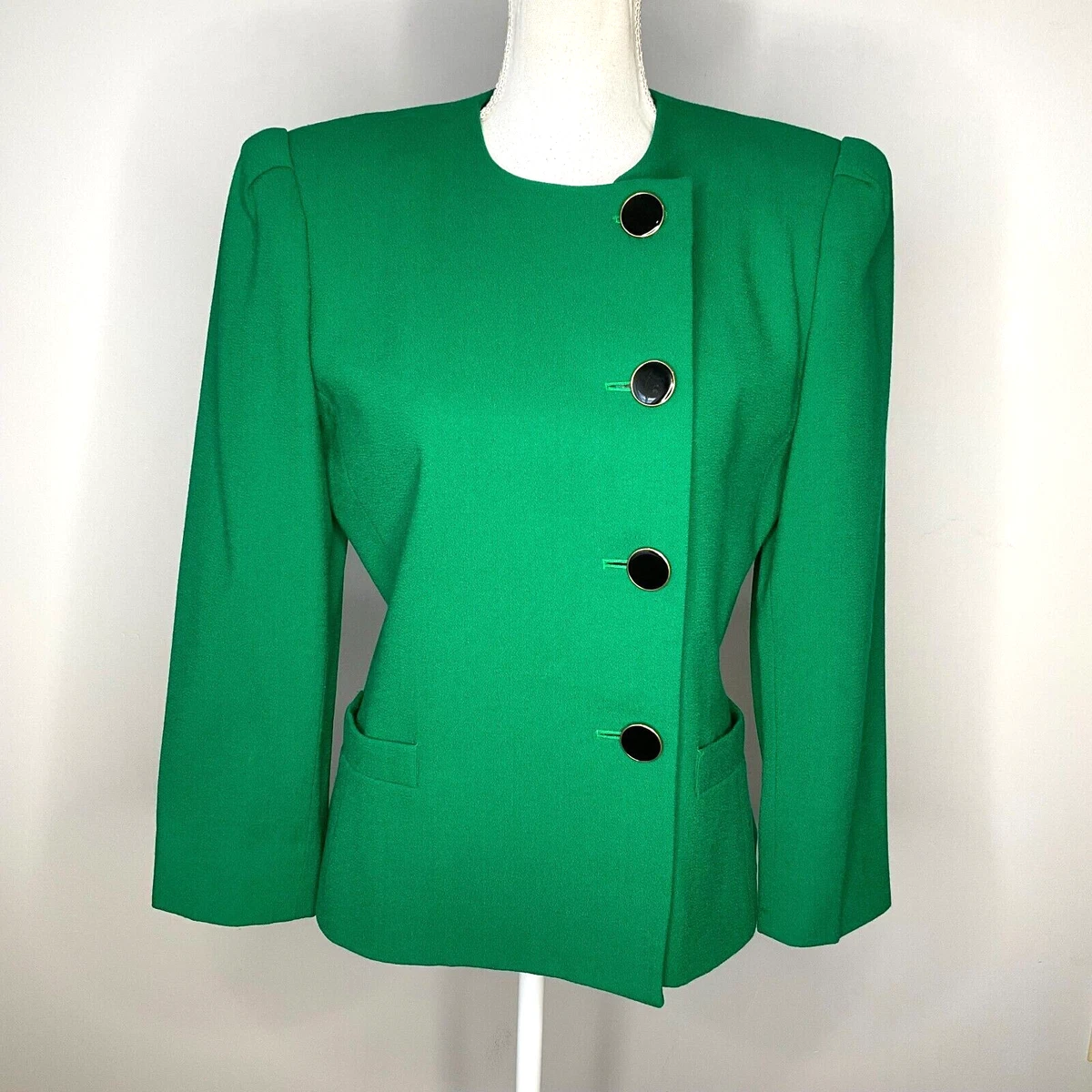 Blazer (veste Tailleur) Femme Kasper ASL - Taille 6, Vert Citron, Mélange Laine, Occasion Excellent état