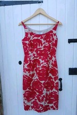 L.K. BENNETT LONDON WOMENS PINK & TAUPE PENCIL DRESS - 100% COTTON & SILK - UK 6