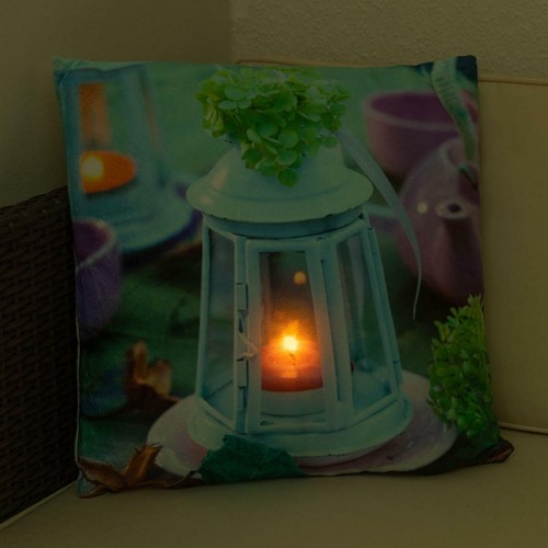 LED Deko-Kissen Sofakissen beleuchtet "Laterne" 38 x 38 cm 1 LED Leuchtkissen - Bild 4 von 7