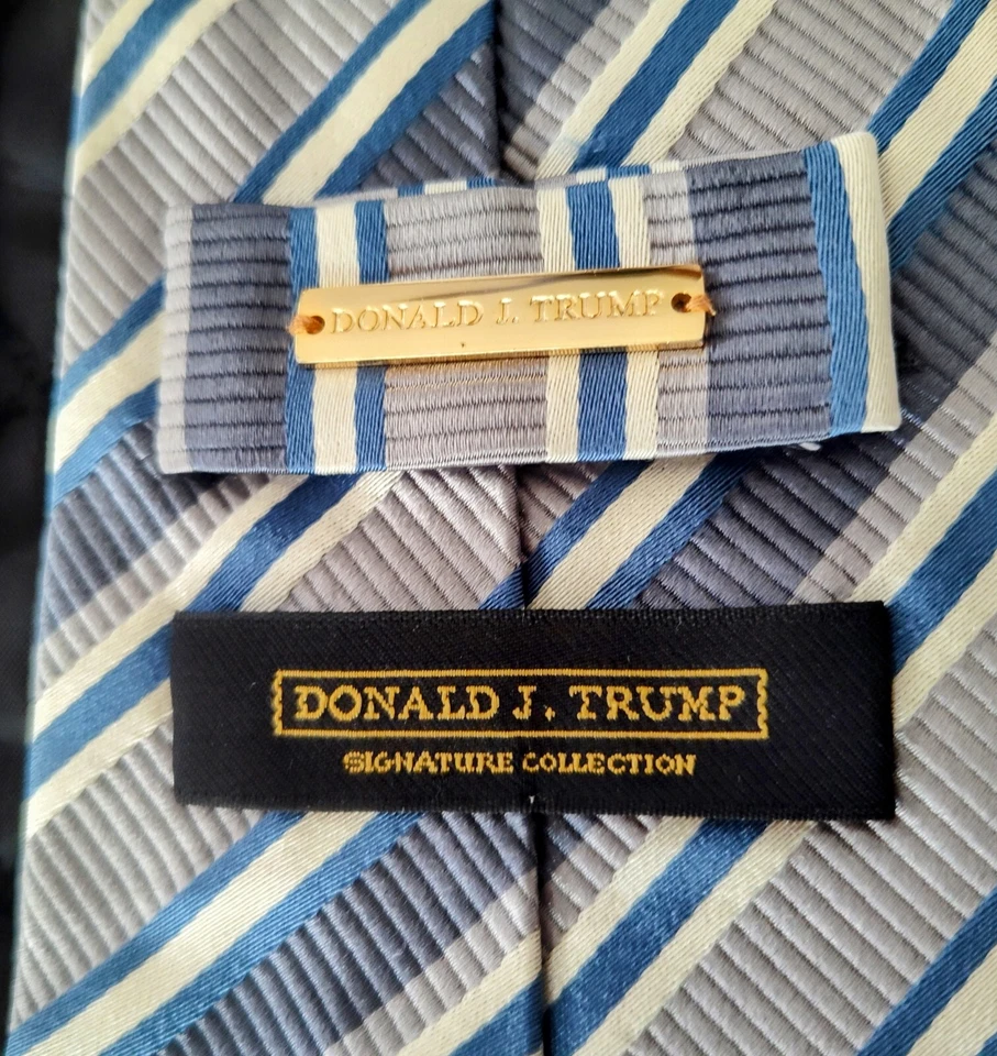 Donald J Trump Signature Collection Corbata de Seda Barra Dorada Gris y Rosa Lote de 2 Ejecutivos Foto 3 de 4