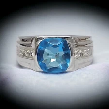 Aquamarine Gemstone With 925 Sterling Silver Groom Ring For Men's #AL156
