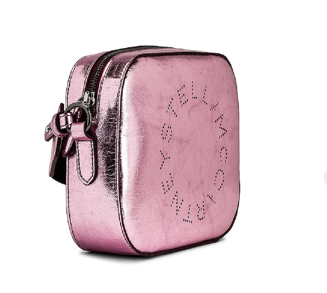 STELLA MCCARTNEY Eco Metallic Pink Small Camera Crossbody Bag NWT