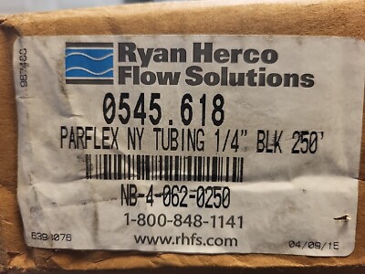 RYAN HERCO FLOW SOLUTIONS 0545.618 PARAFLEX NY TUBING 1/4'' BLACK 250' +/-