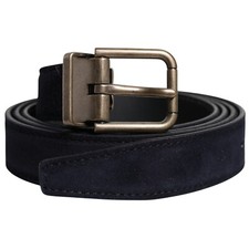 DOLCE & GABBANA Belt Black Goat Leather Metal Buckle Classic 110cm / 44in 410usd