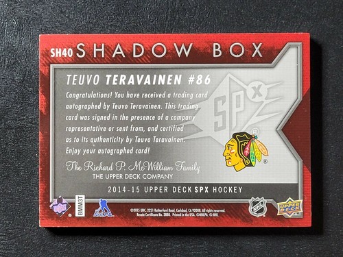2014-15 Teuvo Teravainen Upper Deck SPX Shadow Box Autograph Auto Rookie Card RC - Picture 2 of 3
