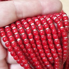 Dark red Color Venetian White Heart Beads long strand 5.5mm