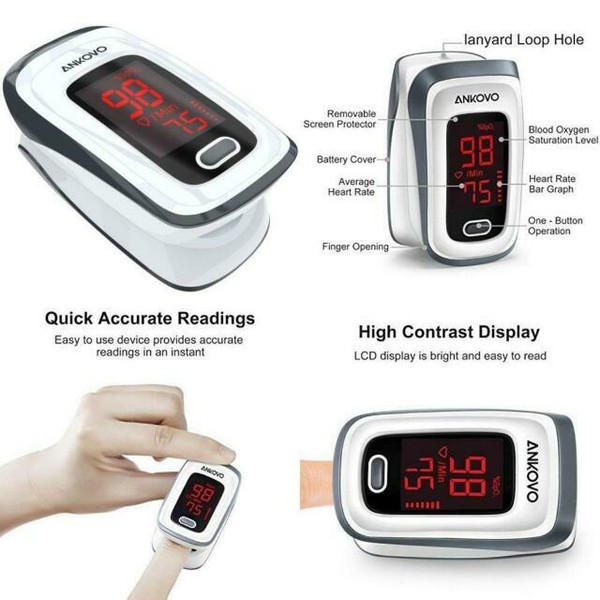 Pulse ANKOVO Fingertip Oximeter Blood Oxygen Saturation Monitor Rate