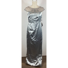 Adrianna Papell Pleated Satin Evening Gown Dress Icy Mint 6P Petite NWT