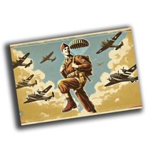Airborne Paratroopers nice vintage man retro WW2 Photo Glossy 4 6 in B57