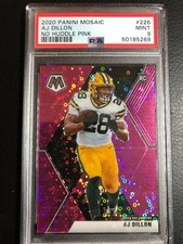 🔥 2020 MOSAIC AJ DILLON PINK PRIZM RC /20 SP NO HUDDLE DISCO PACKERS PSA 9