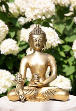 Medizin Buddha, Messing, Gold matt Finish H: 22,5 cm 2,4 kg