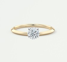 IGI E/VVS 1 Ct Round Lab Grown Diamond Solitaire Engagement Ring 14K Yellow Gold